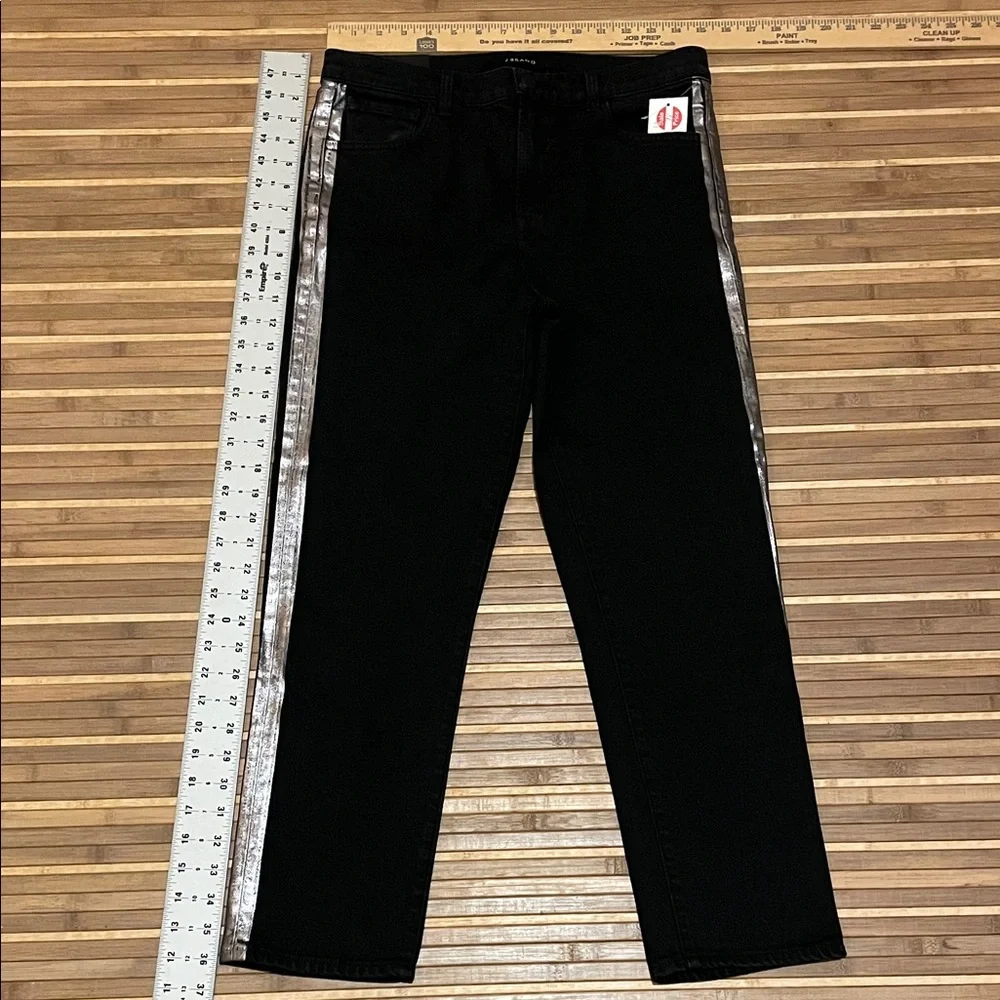 Women's J Brand Ruby High-Rise Cropped Cigarette Jean Black Silver Size 29